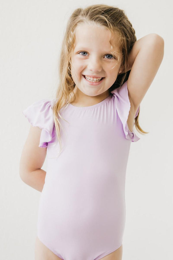 lavender-s-s-flutter-sleeve-leotard Mila &  Rose - Sophia's Style-Lavender S/S Flutter Sleeve Leotard-6-12M--1